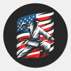 Vintage Distressed Usa Flag Japanese Art Karate Ma Classic Round Sticker