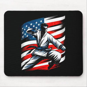Vintage Distressed Usa Flag Japanese Art Karate Ma Mouse Pad