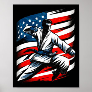 Vintage Distressed Usa Flag Japanese Art Karate Ma Poster