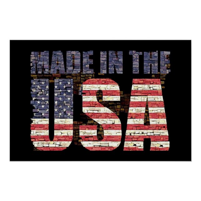 Vintage distressed USA Letters and flag  Poster (Front)