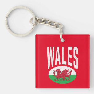 Vintage Distressed Wales Cymraeg Cymru Proud Welsh Key Ring