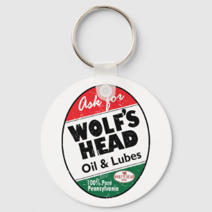 Vintage distressed Wolfs Head sign Key Ring
