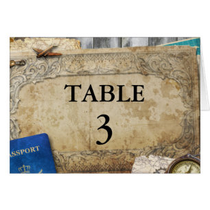Vintage Distressed World Travel Table Number Cards