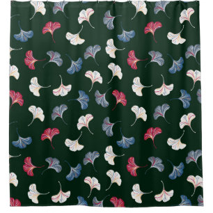 Vintage ditsy seamless pattern with ginkgo leaves  shower curtain