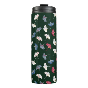 Vintage ditsy seamless pattern with ginkgo leaves thermal tumbler
