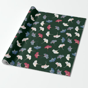 Vintage ditsy seamless pattern with ginkgo leaves wrapping paper