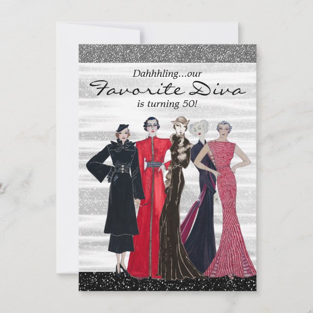 Vintage Diva Birthday Party Invitation (Front)