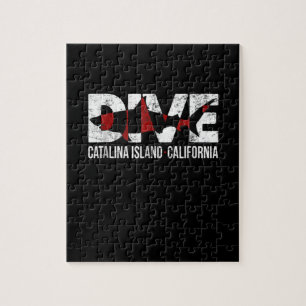 Vintage Dive Catalina Island California Gift Jigsaw Puzzle