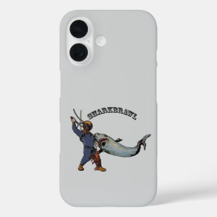Vintage Diver Fighting a Shark Over a Lobster URM iPhone 16 Case