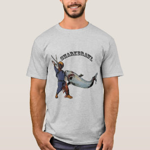 Vintage Diver Fighting a Shark Over a Lobster URM T-Shirt