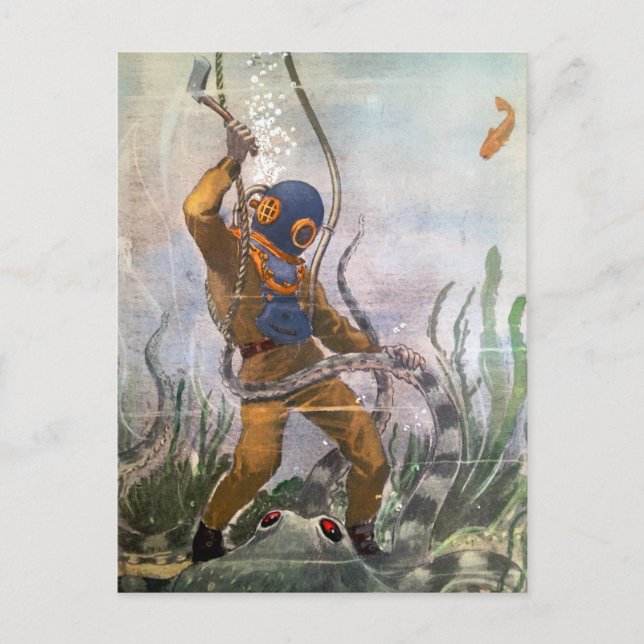 Vintage Diver with Axe Postcard (Front)