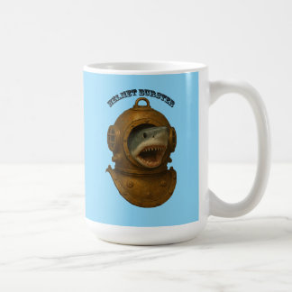 Vintage Diving Helmet with a Shark Coming Out URM Coffee Mug