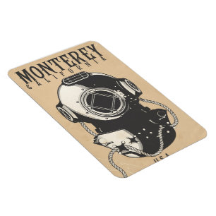 Vintage Diving poster to Monterey California USA Magnet