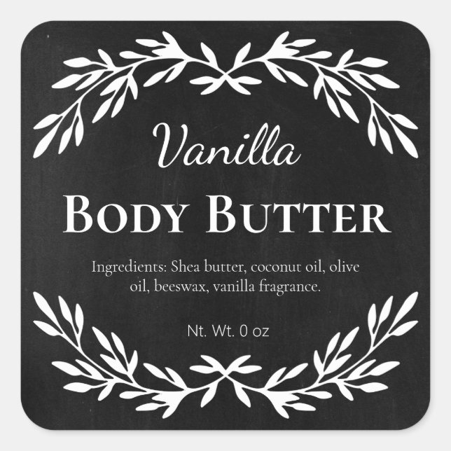 Vintage DIY Vanilla Body Butter Chalkboard Labels (Front)