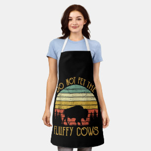 Vintage Do Not Pet The Fluffy Cows Retro Bison Buf Apron