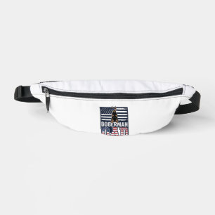 Vintage Doberman Dad Patriotic Dog Shirt Design_1 Bum Bags