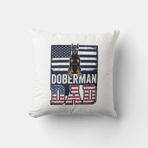 Vintage Doberman Dad Patriotic Dog Shirt Design_1 Cushion