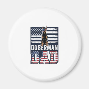Vintage Doberman Dad Patriotic Dog Shirt Design_1 Magnet
