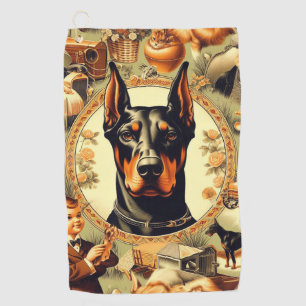 Vintage Doberman Illustration Golf Towel