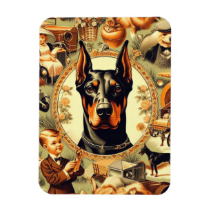 Vintage Doberman Illustration Magnet
