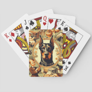 Vintage Doberman Illustration Playing Cards