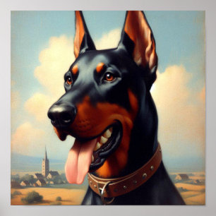 Vintage Doberman Painting Poster