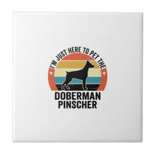 Vintage Doberman Pinscher Dog Lover Shirt Design Ceramic Tile
