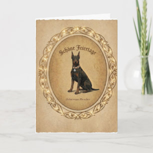  Vintage Doberman Pinscher German Holiday Card