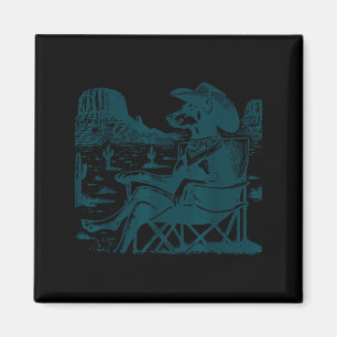 Vintage doberman ufo western cowboy funny dog magnet