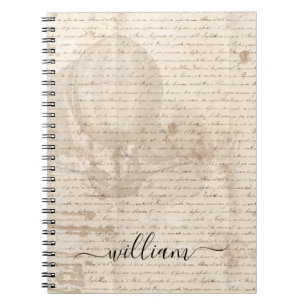 Vintage document script air ship monogram notebook