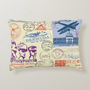 Vintage Document Stamp Decor Set Decorative Cushion
