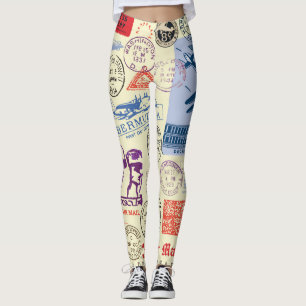 Vintage Document Stamp Decor Set Leggings