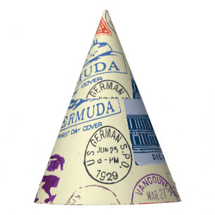Vintage Document Stamp Decor Set Party Hat
