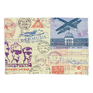 Vintage Document Stamp Decor Set Pillowcase