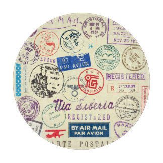 Vintage Document: Stamp Set Collection. Cutting Board