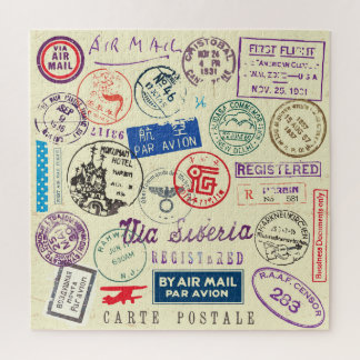 Vintage Document: Stamp Set Collection. Jigsaw Puzzle