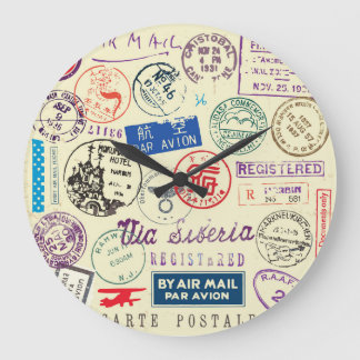 Vintage Document: Stamp Set Collection. Large Clock