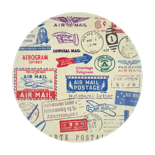 Vintage Document Stamp Set Design. Cutting Board (Front)