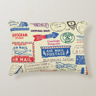 Vintage Document Stamp Set Design. Decorative Cushion