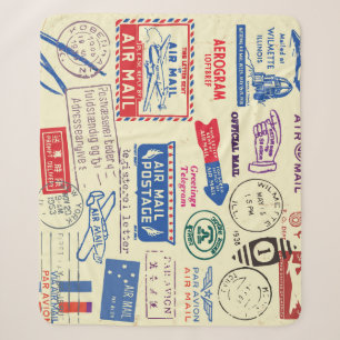 Vintage Document Stamp Set Design. Sherpa Blanket