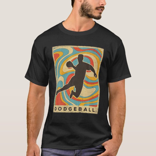 Vintage Dodgeball Sport Retro Poster T-Shirt (Front)