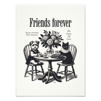 Vintage Dog and Cat | Minimalist Print