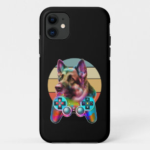 vintage dog and gamer console iPhone 11 case