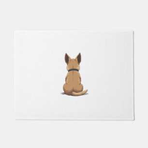 Vintage Dog Back View Illustration with Big Ears P Doormat