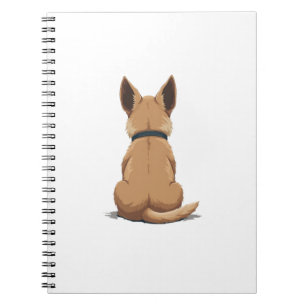 Vintage Dog Back View Illustration with Big Ears P Notebook