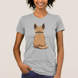 Vintage Dog Back View Illustration with Big Ears P T-Shirt