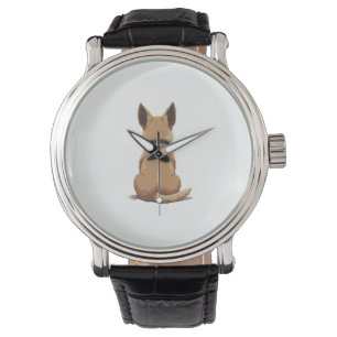 Vintage Dog Back View Illustration with Big Ears P Watch