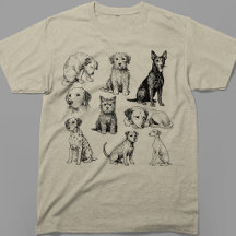 Vintage Dog Breed Collection Puppy Sketch