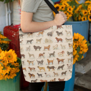Vintage Dog Breed Drawings Tote Bag