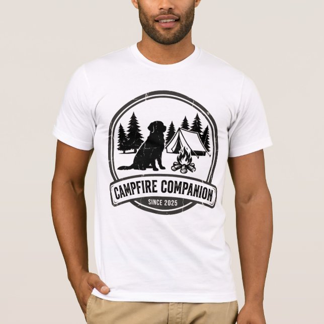 Vintage Dog Camping - Campfire Companion Retro  T-Shirt (Front)